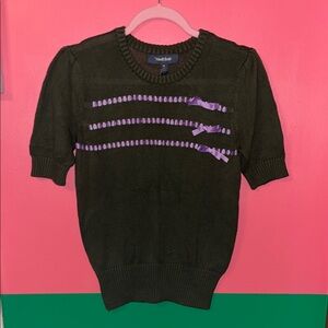 ModCloth Olive Sweater with Lavender Details